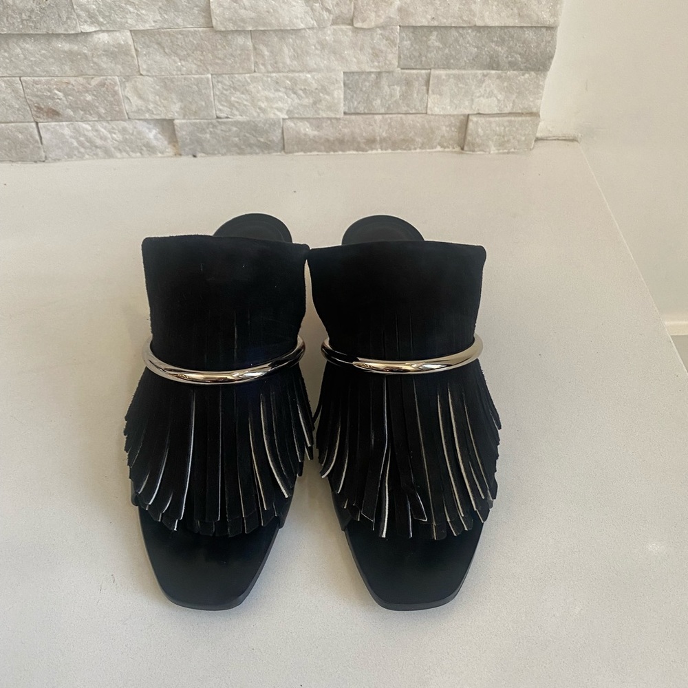 Proenza Schouler Leather Fringe Banded Mule!